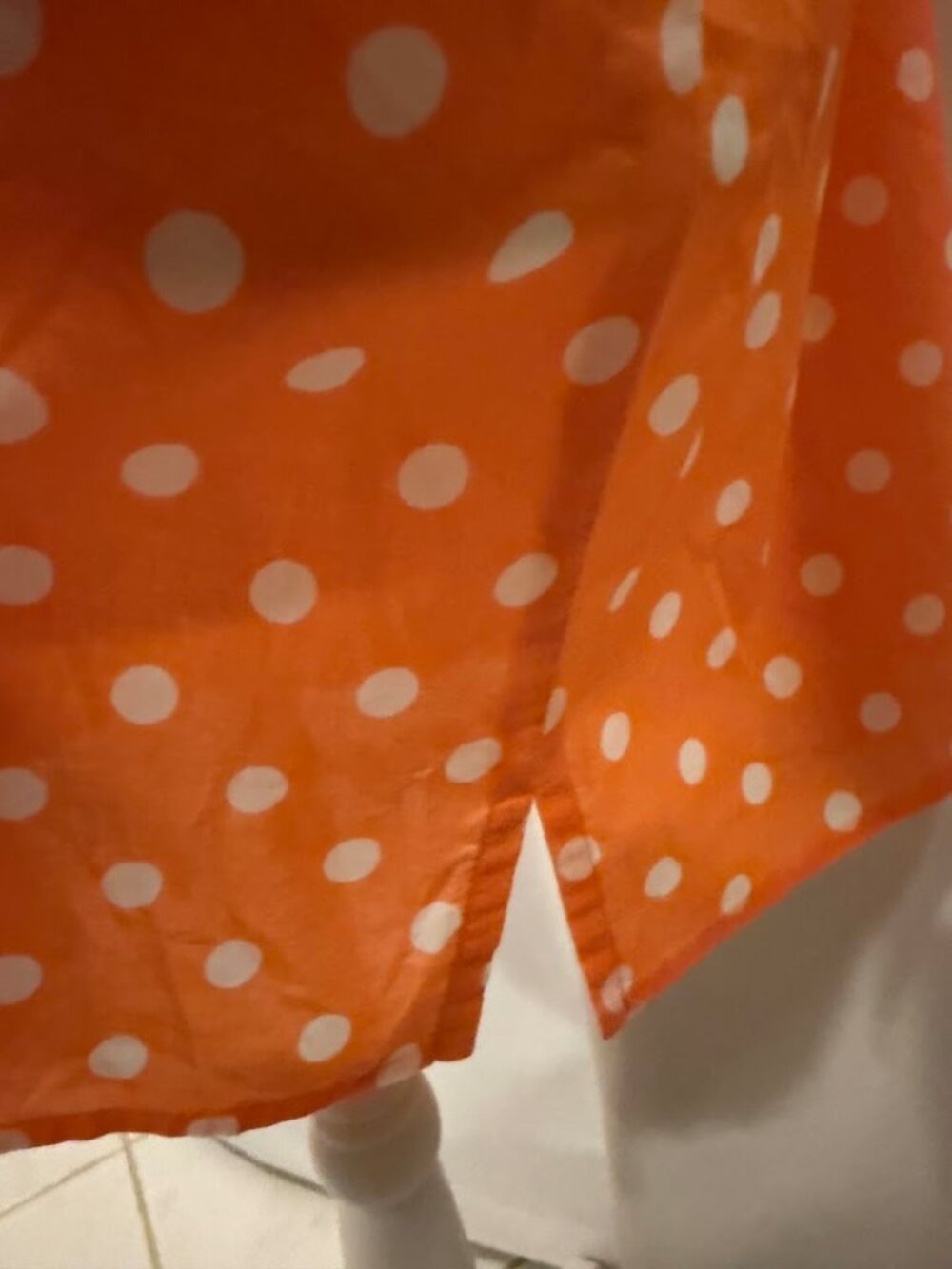 Women's Orange and White Polka Dot Short-Sleeve Cotton Button-Down Shirt - 3x - Picture 6 of 16